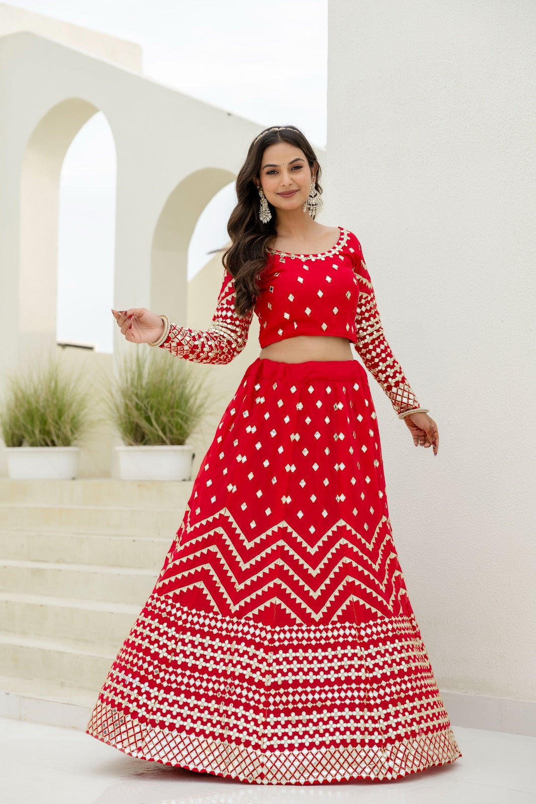 Red Color Beautiful Lehenga Choli in Georgette Fabric