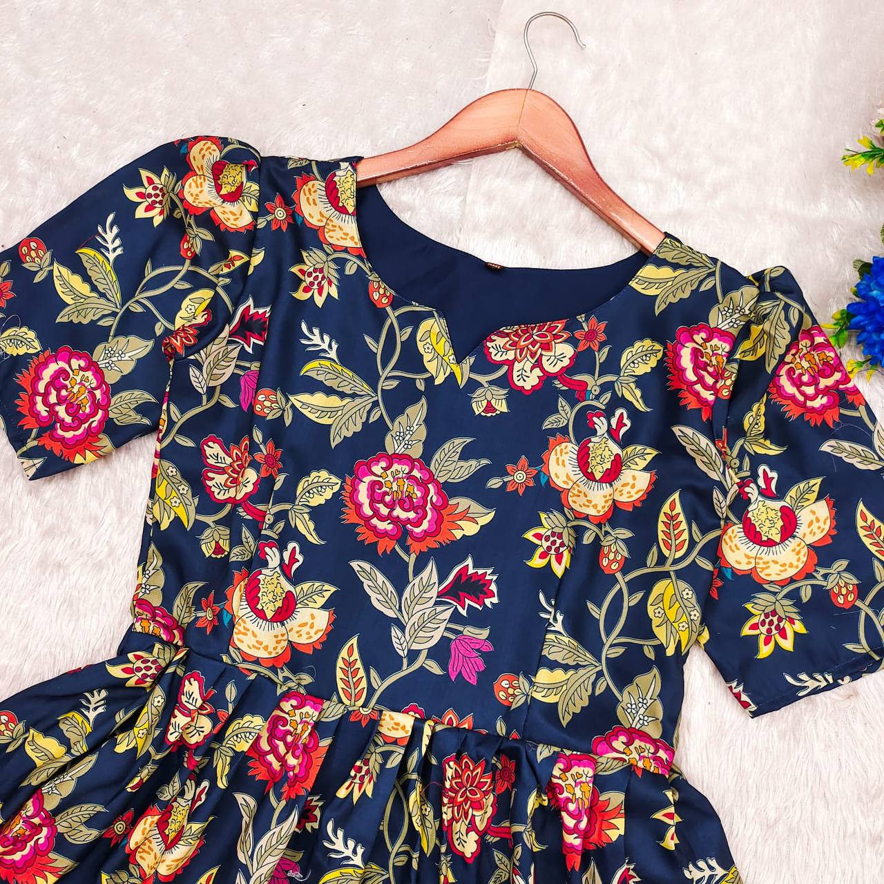 Cotton Wear Kurti Gown For Summer Wear in blue color