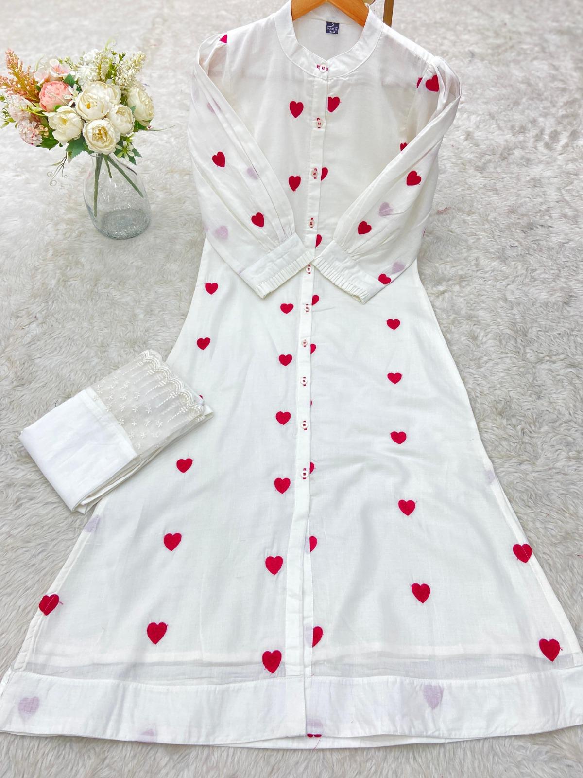 White Color Beautiful Cotton Wear Kurti Pent Set