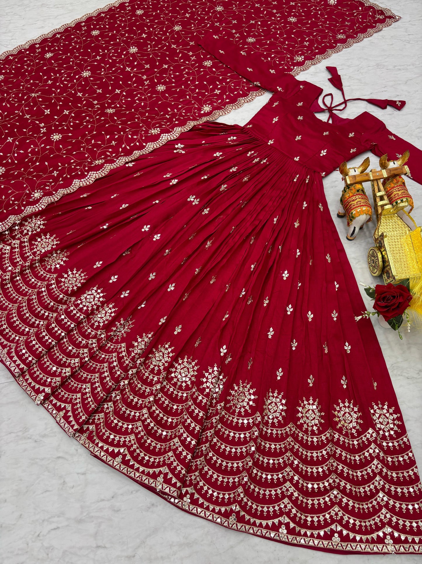 Pink Color Beautiful Partywear Gown in Vichitra Silk