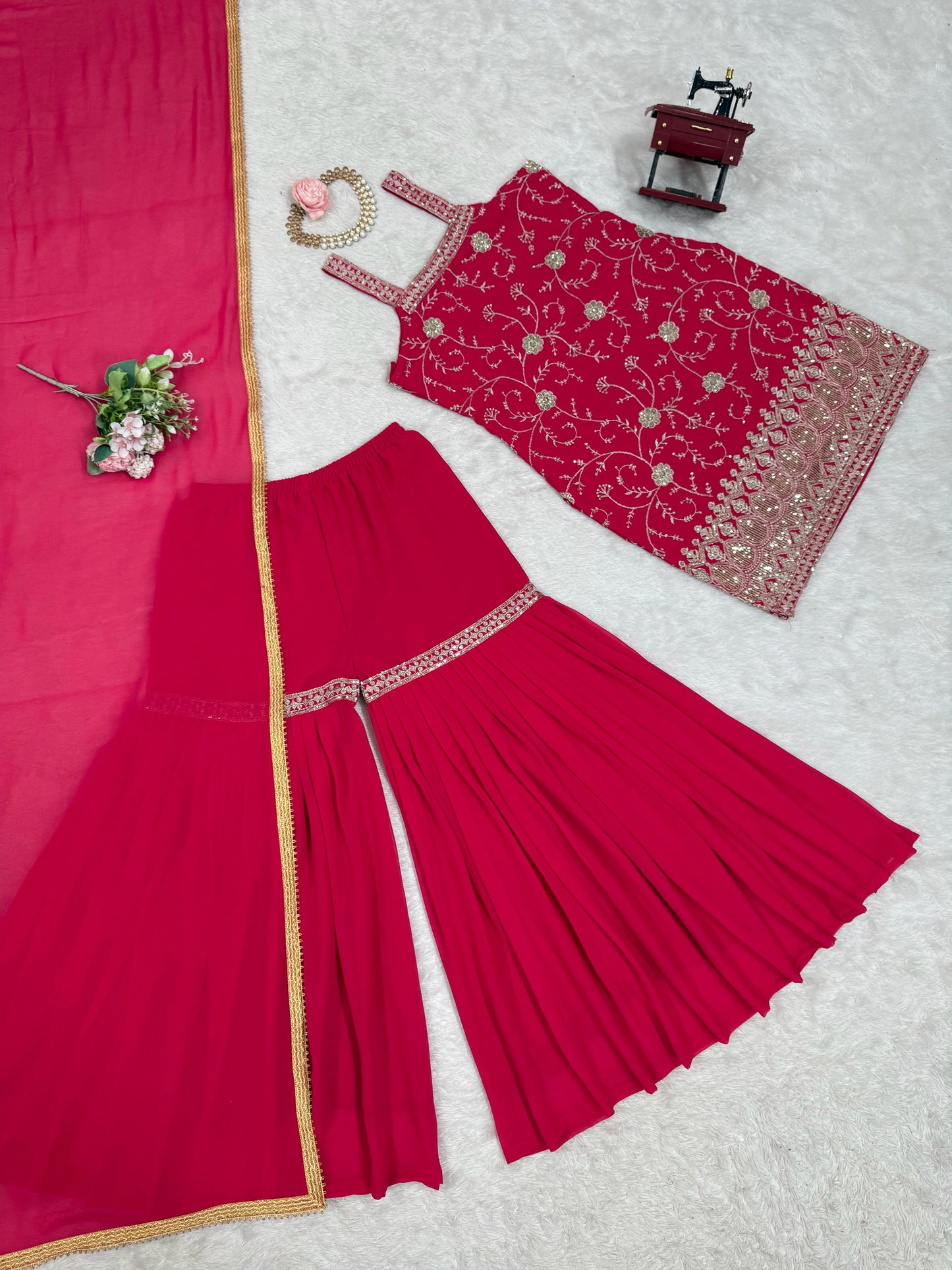 Pink Color Sharara Dress in GEorgette FAbric
