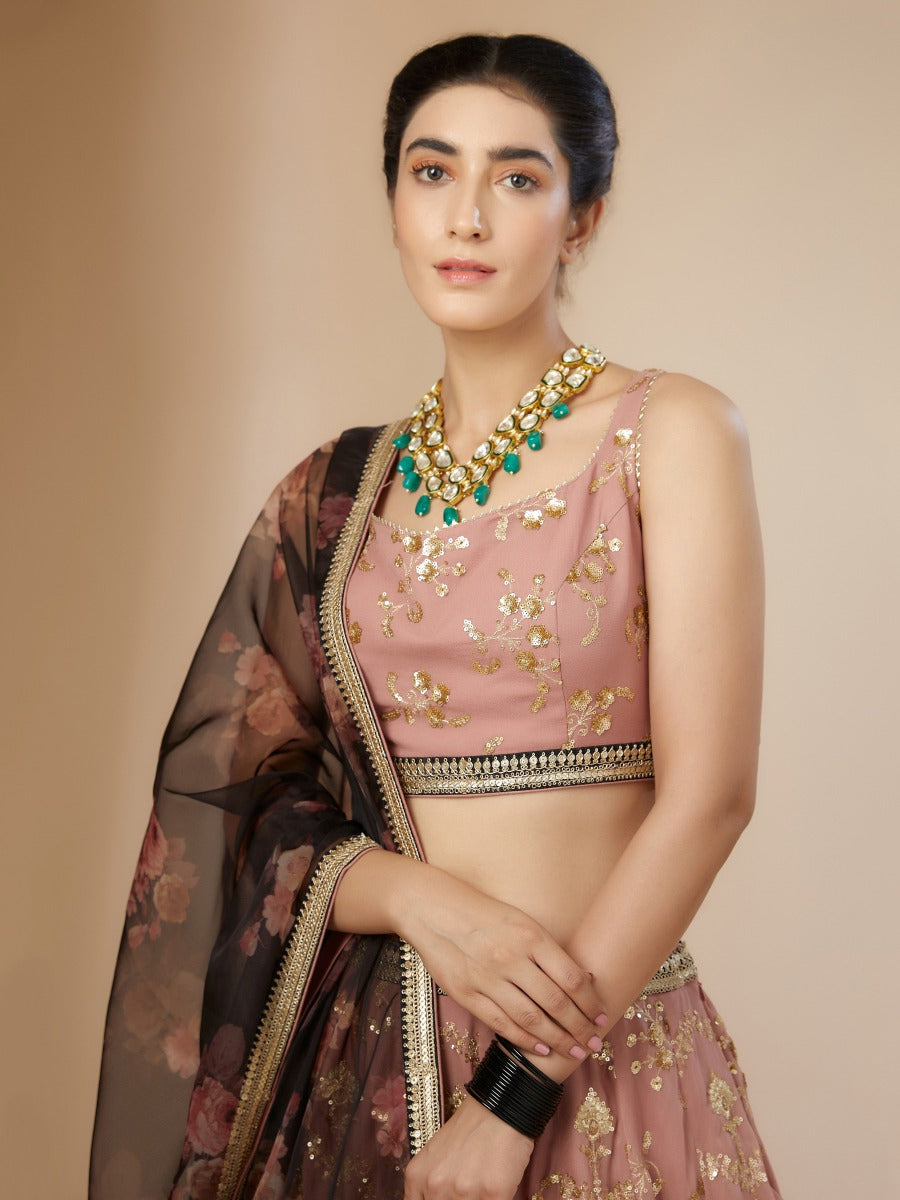 luxurious dusty pink lehenga choli set