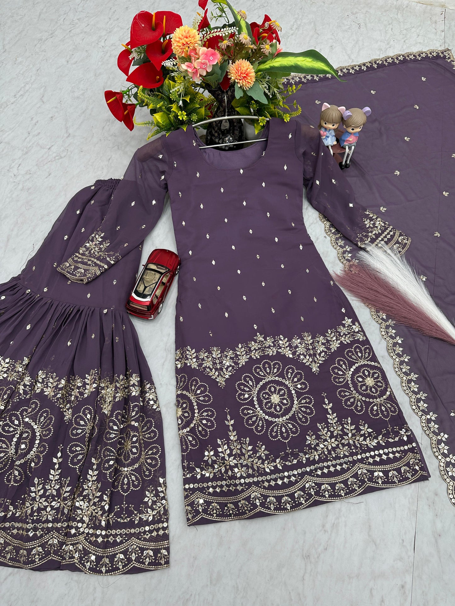 Beautiful Sharara Suit For Party Function in Georgette Fabric