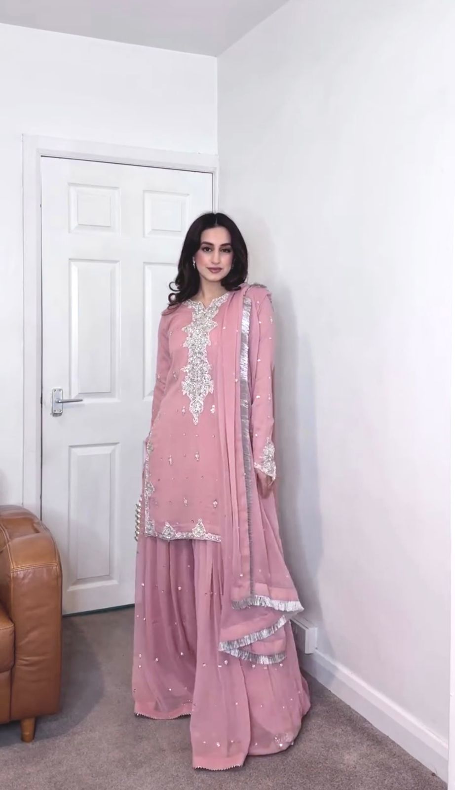 Pink Color Beautiful Plazo Suit In Georgette Fabric