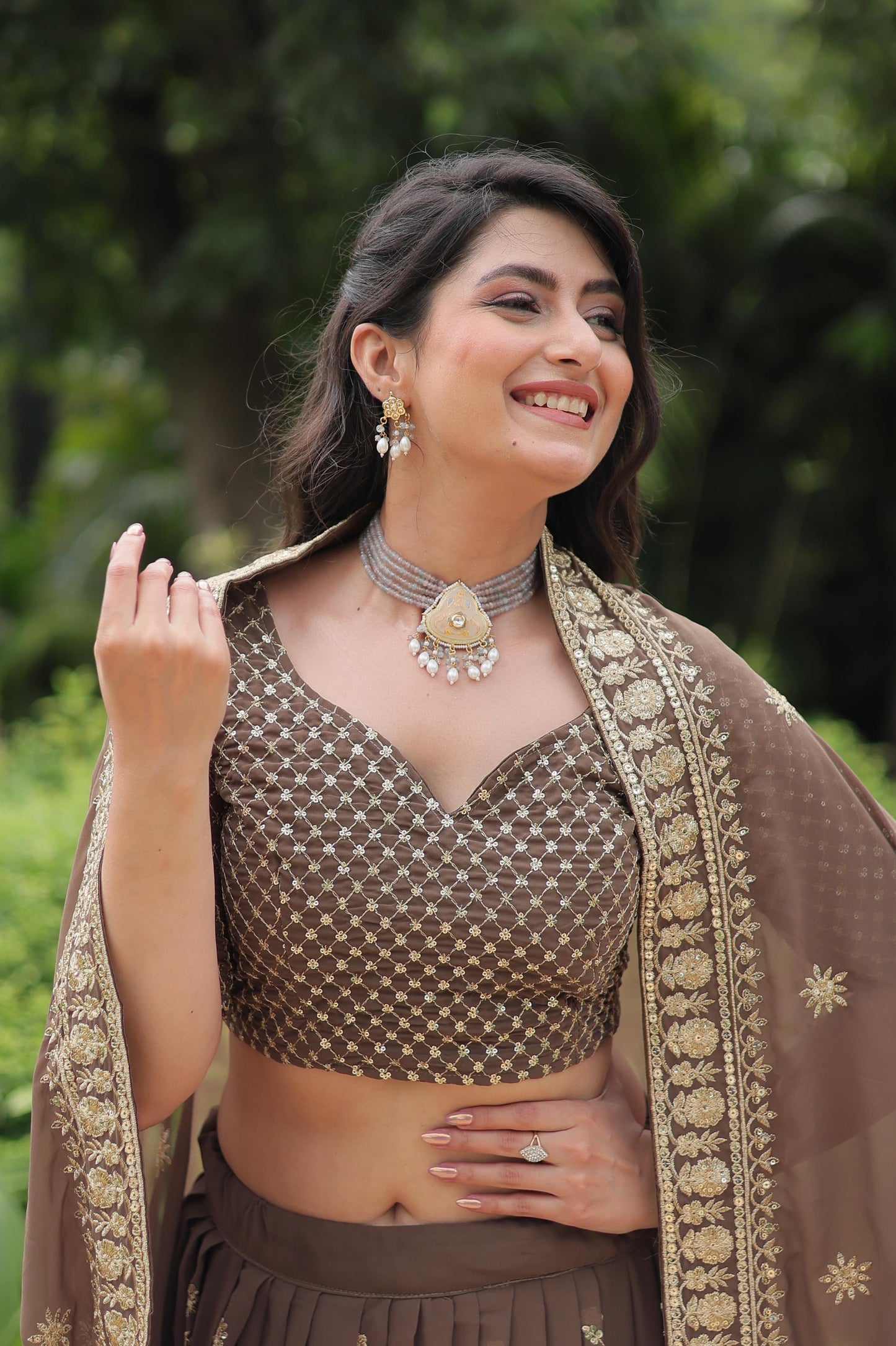 Grey Color Beautiful Partywear Lehenga Choli