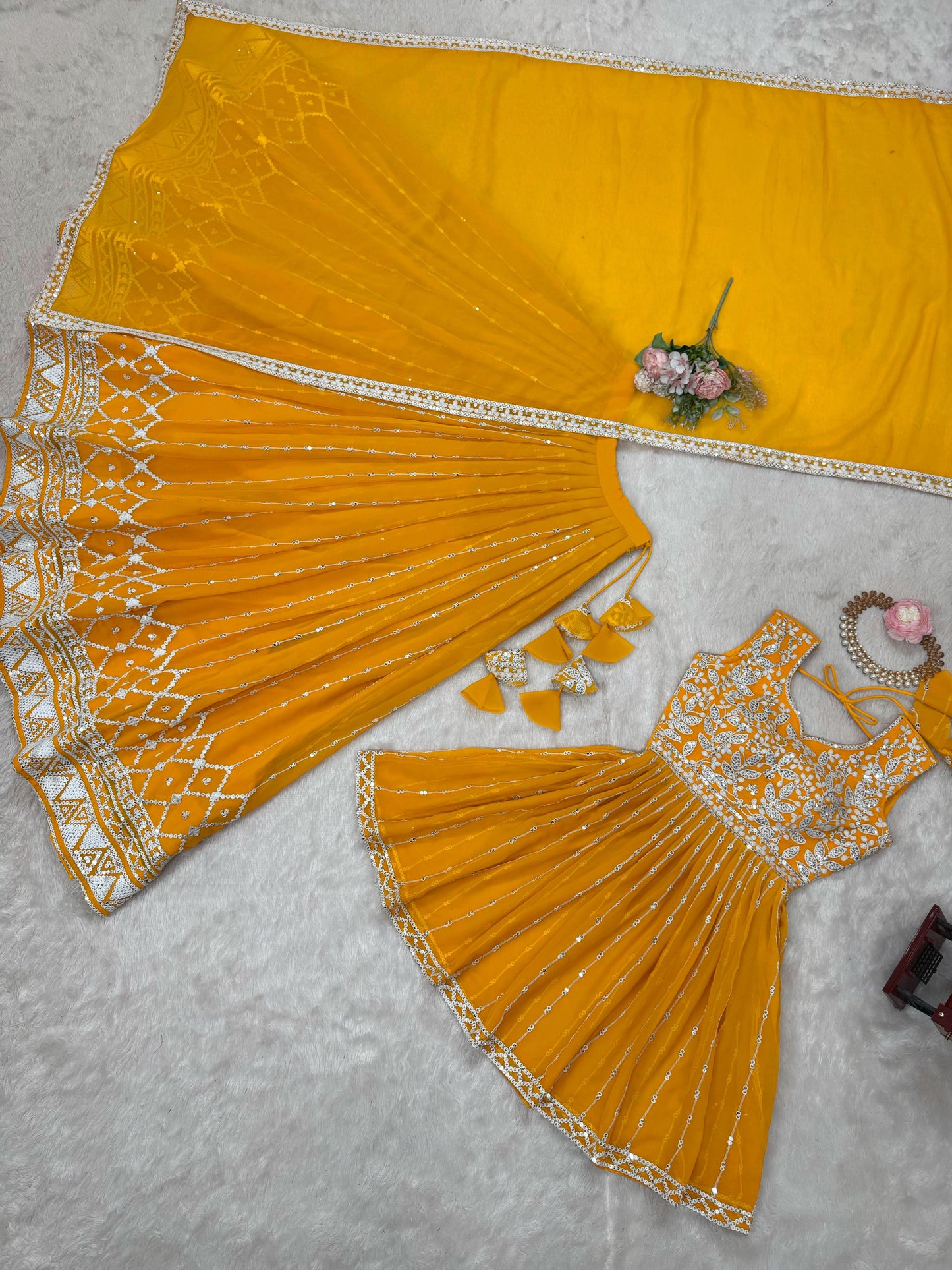 yellow Color Beautiful Partywear Dress in Georgette Fabric