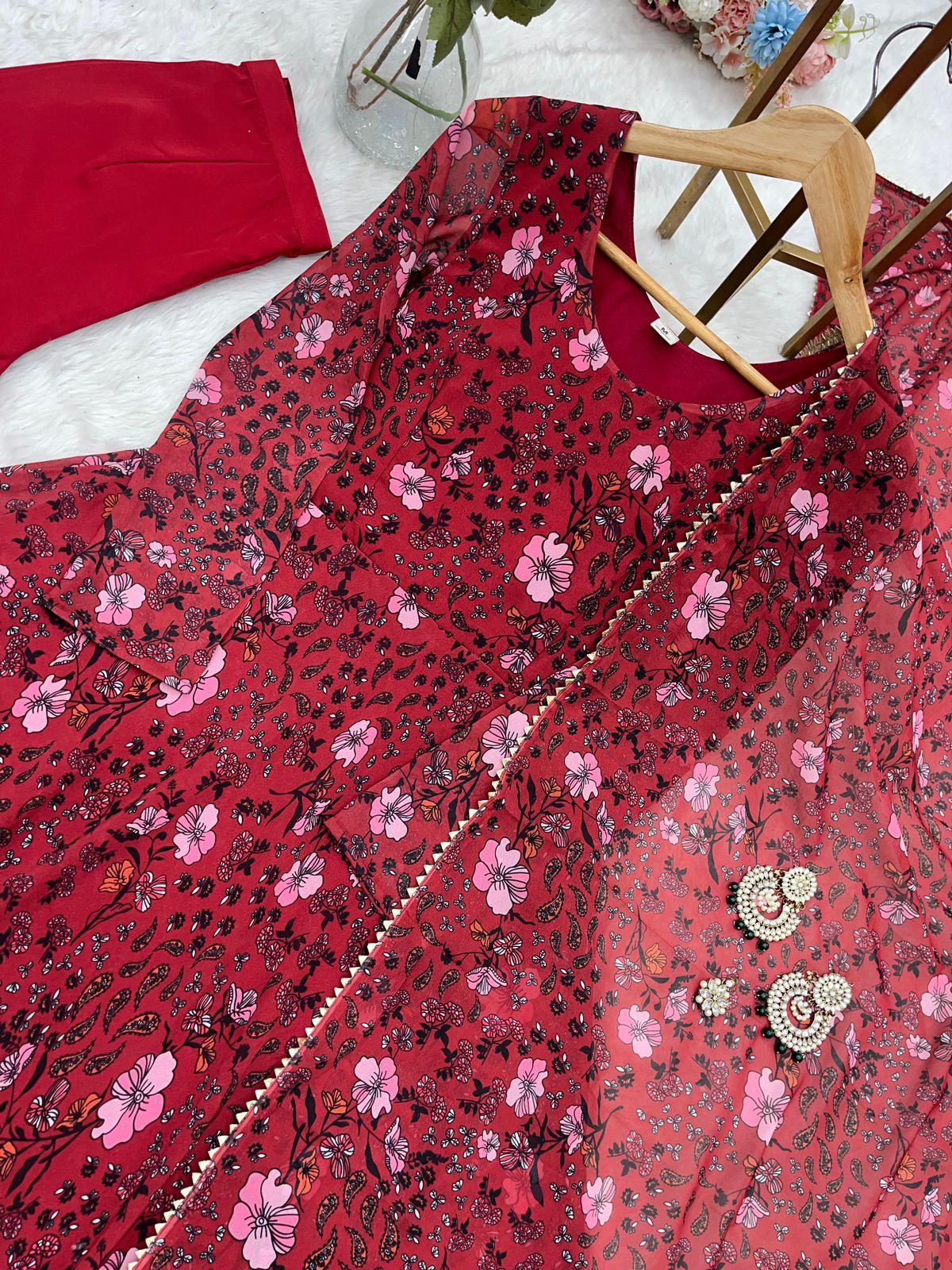 Red Color Beautiful GOwn in Georgette Fabric