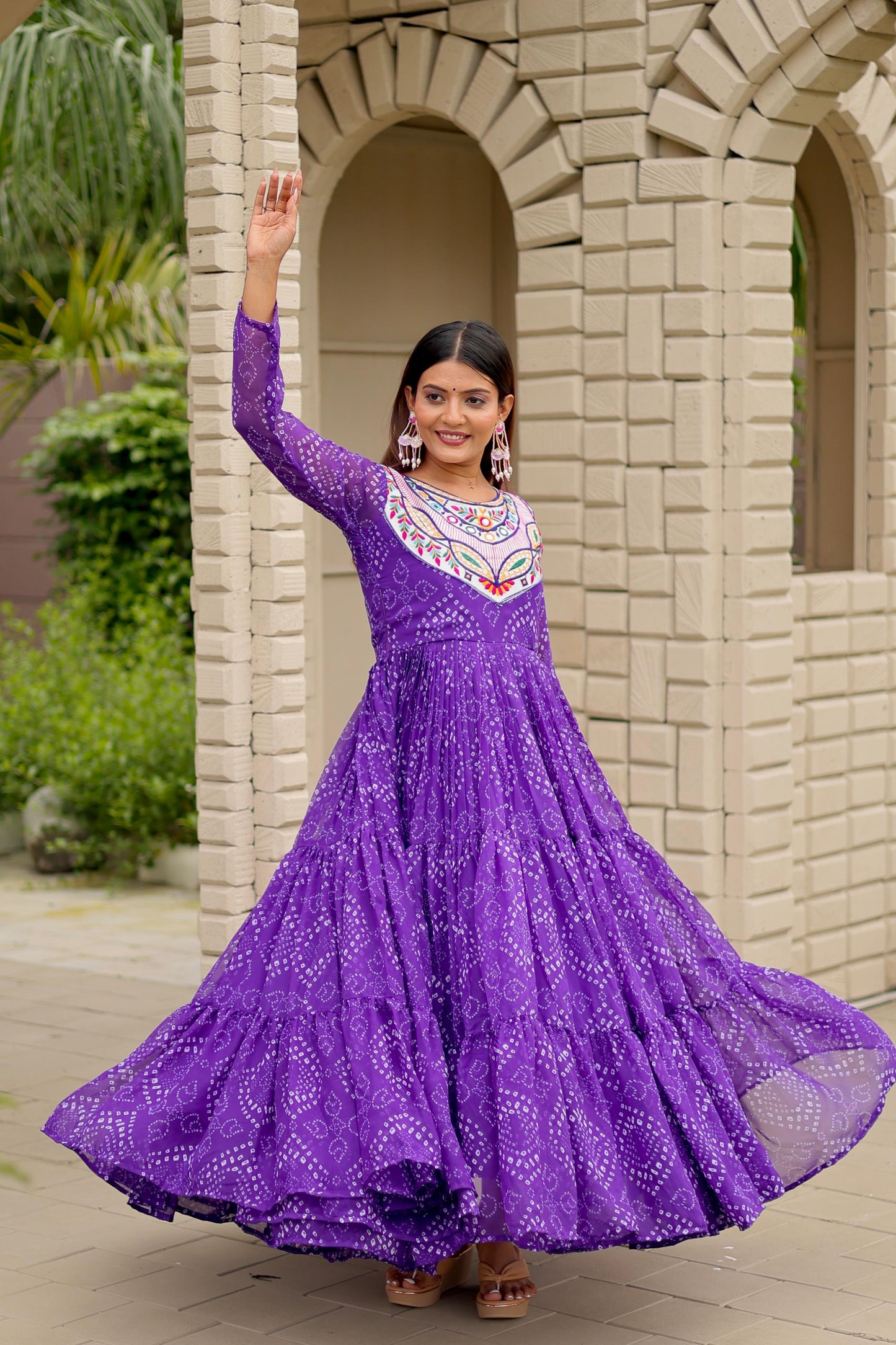 Blue Color Beautiful Georgette Fabric navratri Gown
