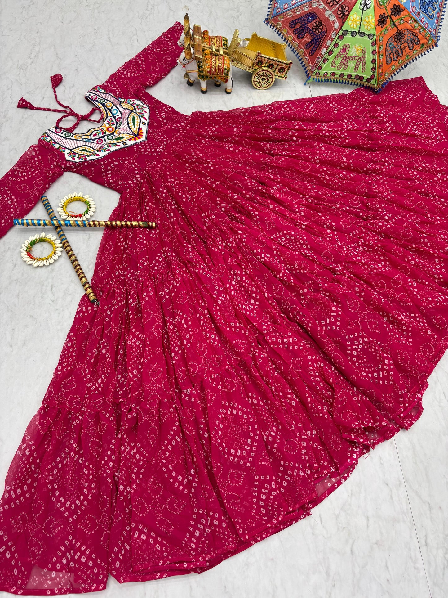 Pink Color Beautiful Georgette Fabric navratri Gown