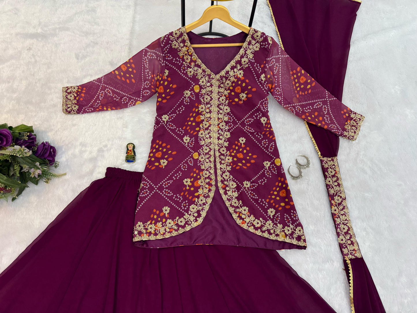 Purple Color Beautiful Koti Lehenga Dupatta