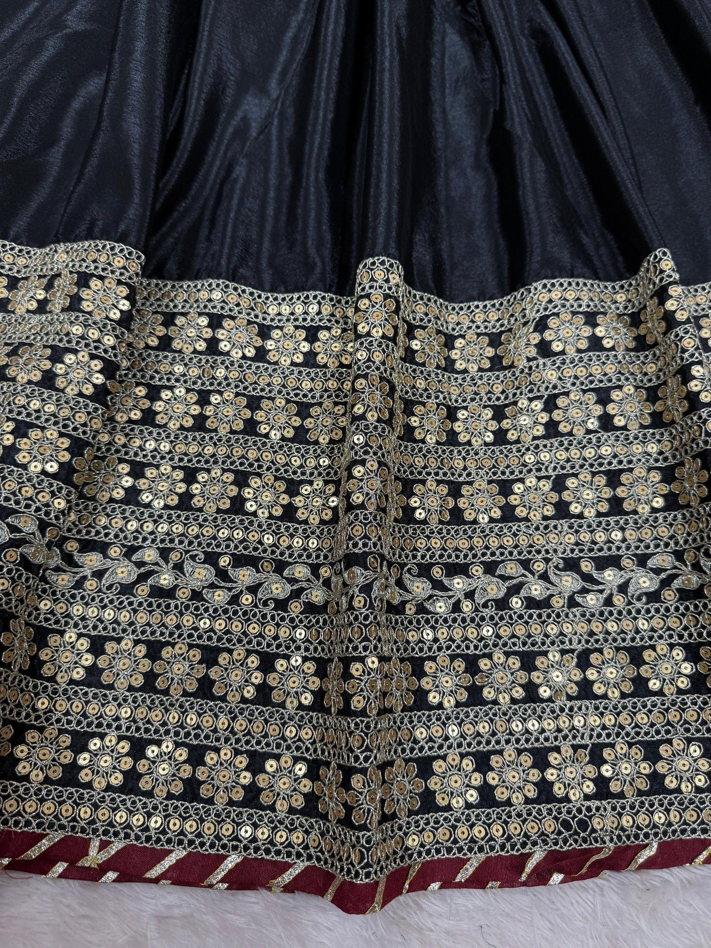 Black Color Beautiful Gown in Chinon Silk Fabric