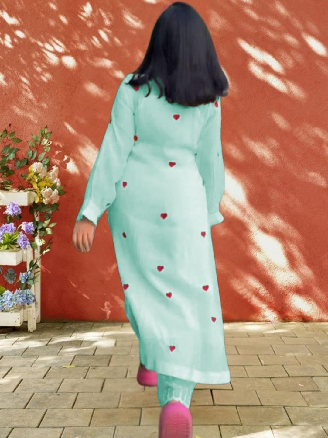 Sky Blue Color Beautiful Cotton Wear Kurti Pent Set