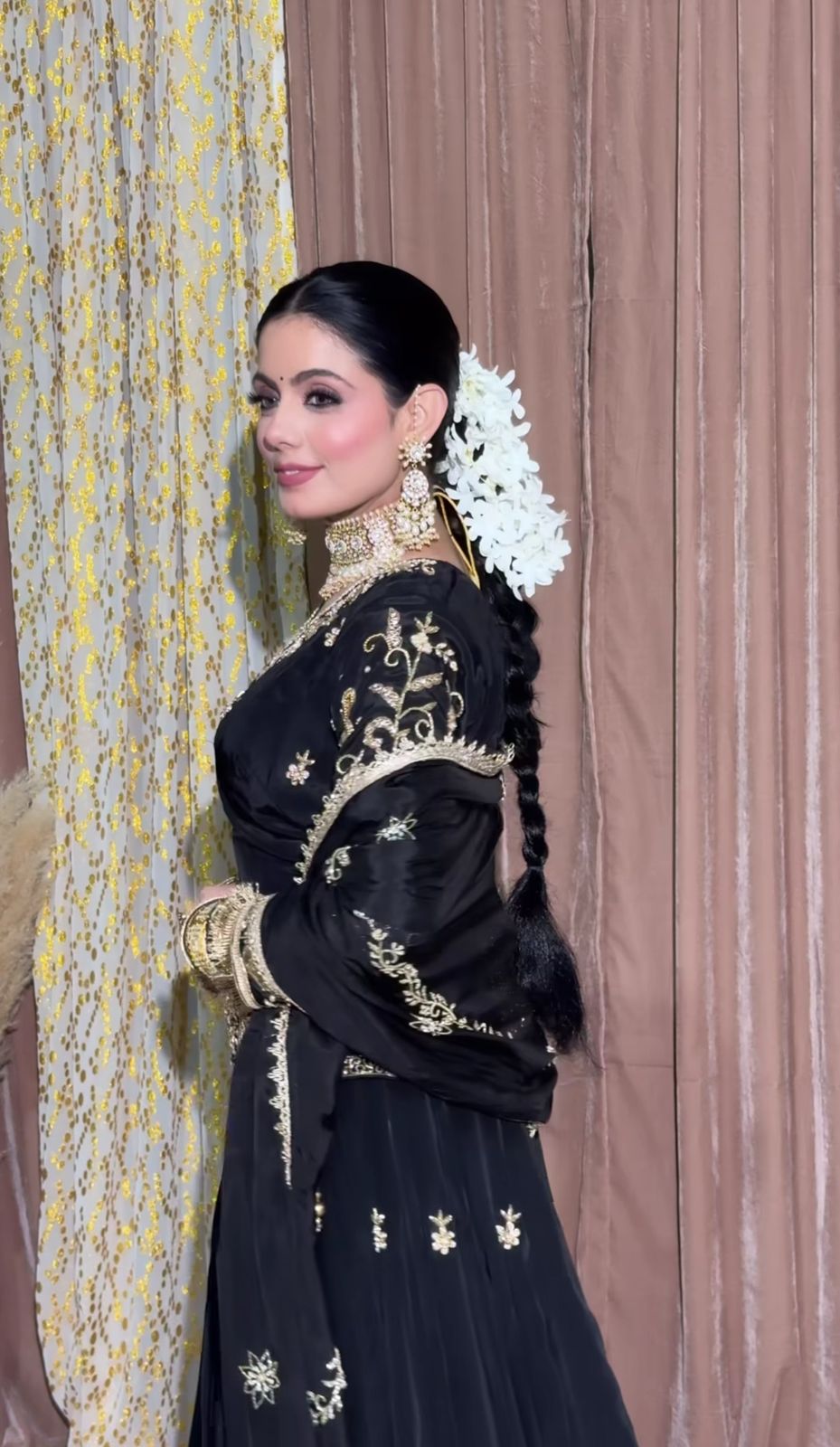 Black Color Beautiful Silk Dress in Top + lehenga with dupatta set