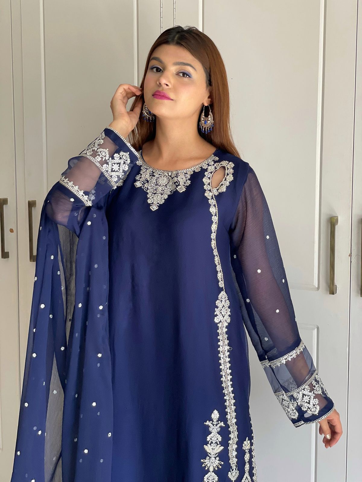 Embroidered Sequence Work Designer Three Piece Set
