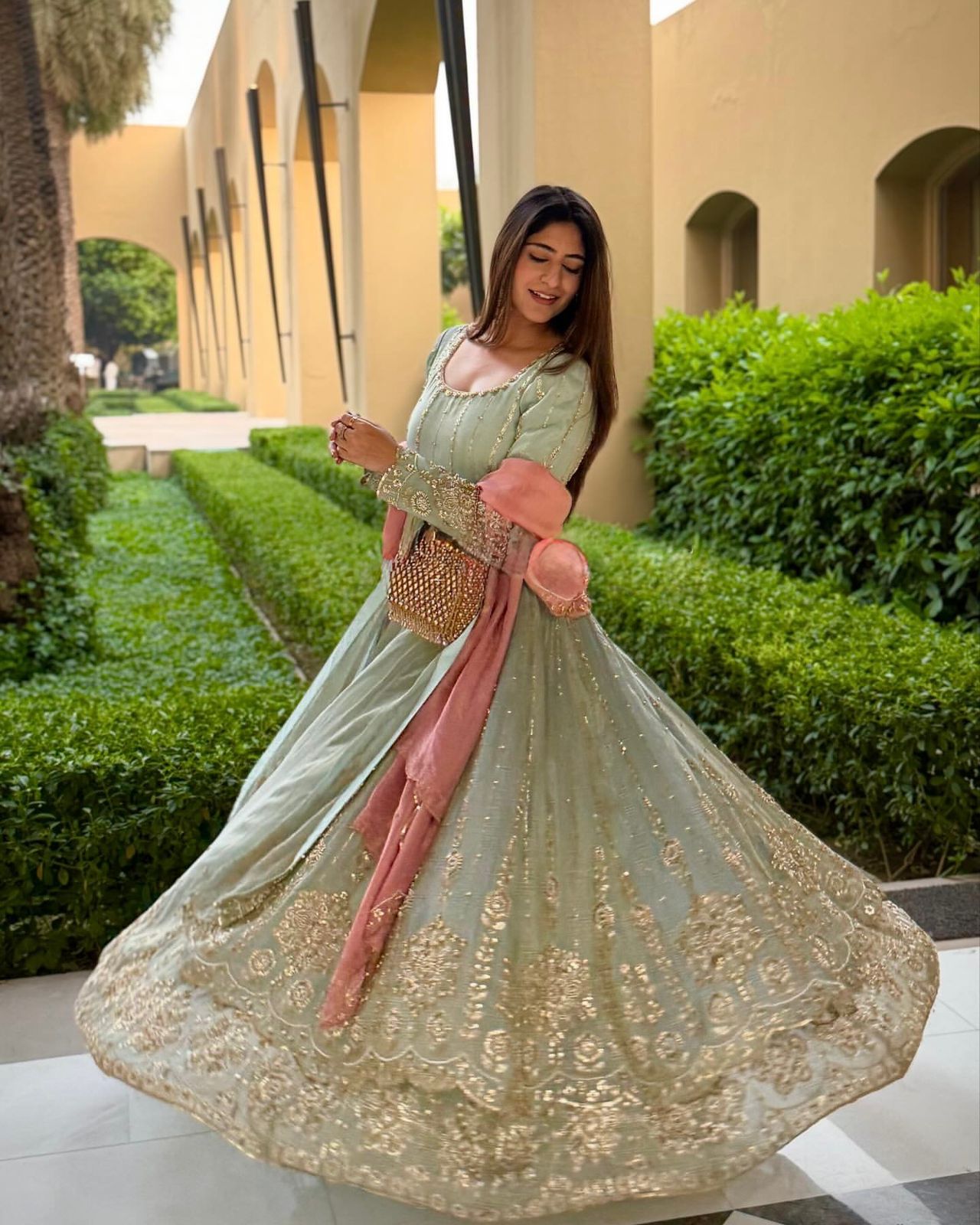 Sky BLue Color Beautiful Partywear Lehenga Dress