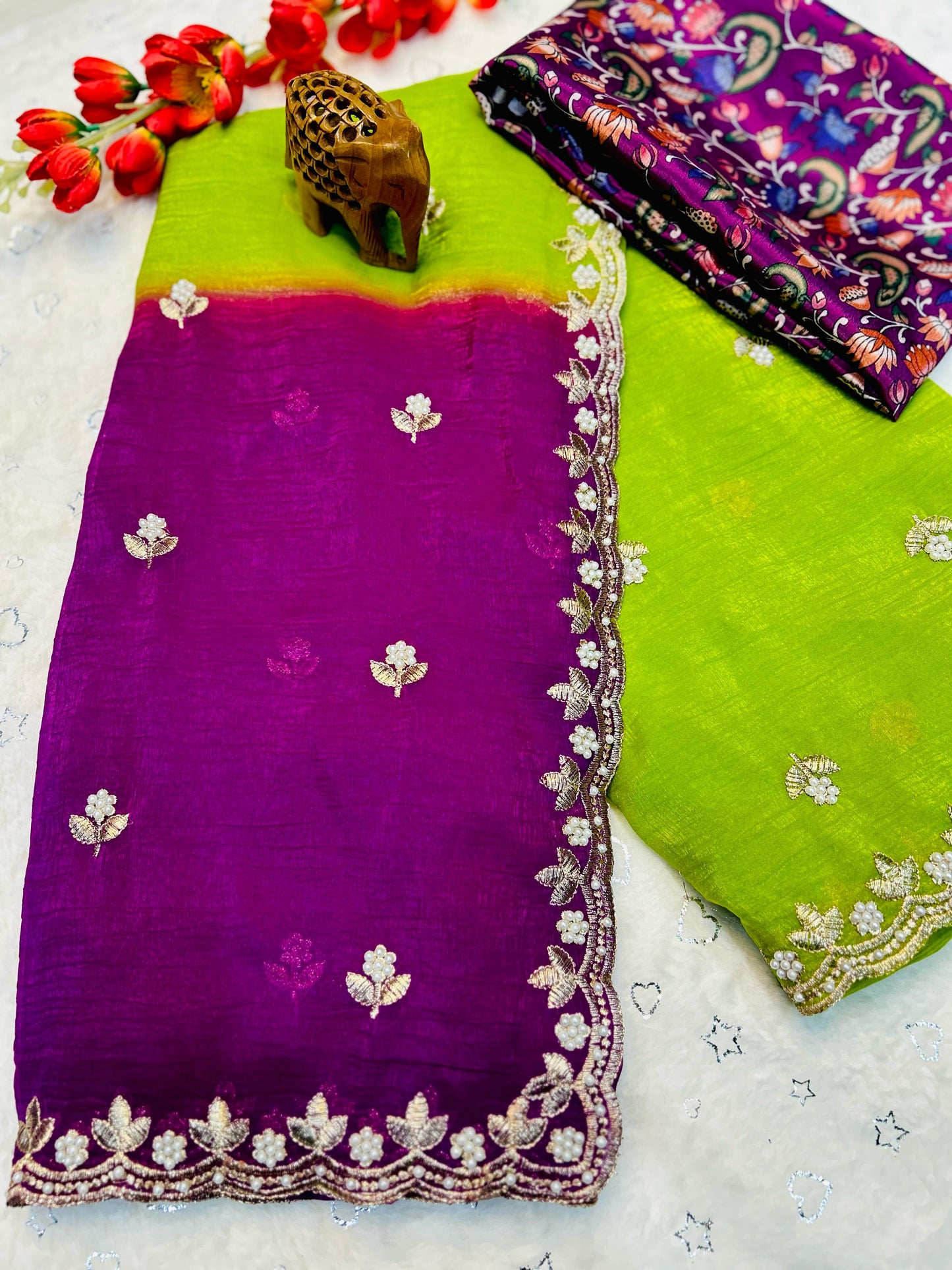 Beautiful Chiffon FAbric Saree for weeding wear