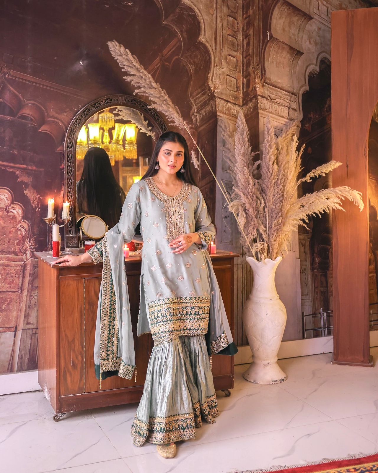 Ready To Wear Collection 3 Piece Trending Fancy Kurti With Beautiful Sharara And Dupatta