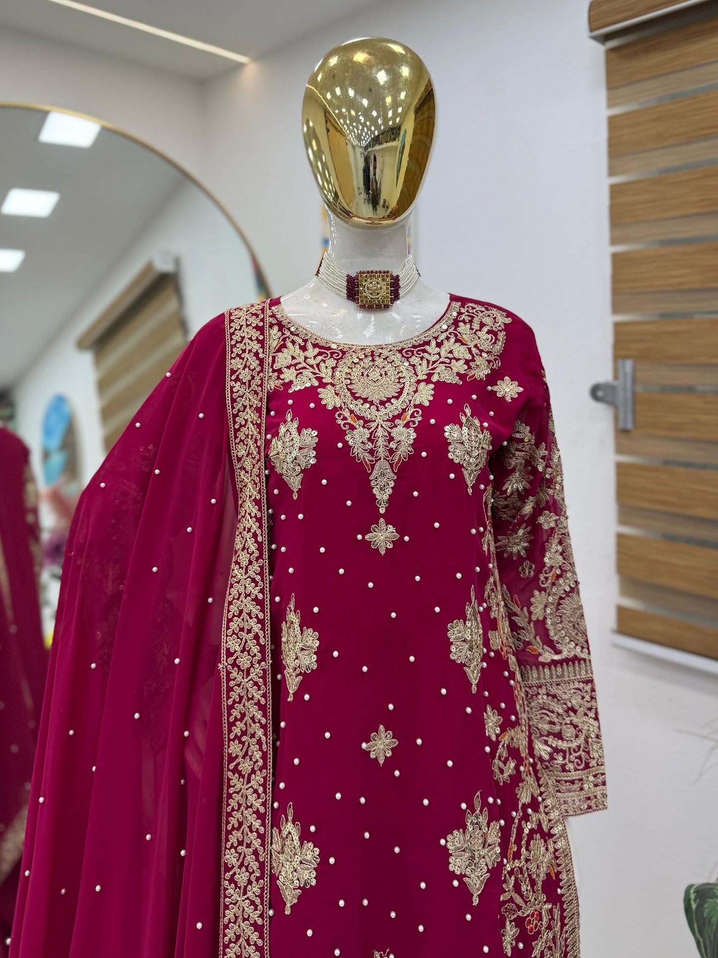 Designer Party Top Pallazo & Dupatta Set