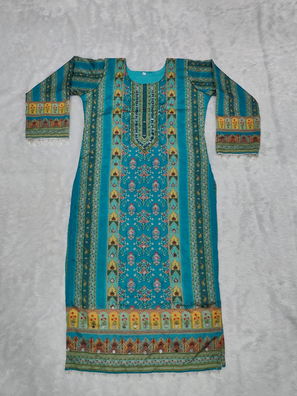 Trending Top With Printed Work With Mirror Work With Top Bottom And Dupatta Set
