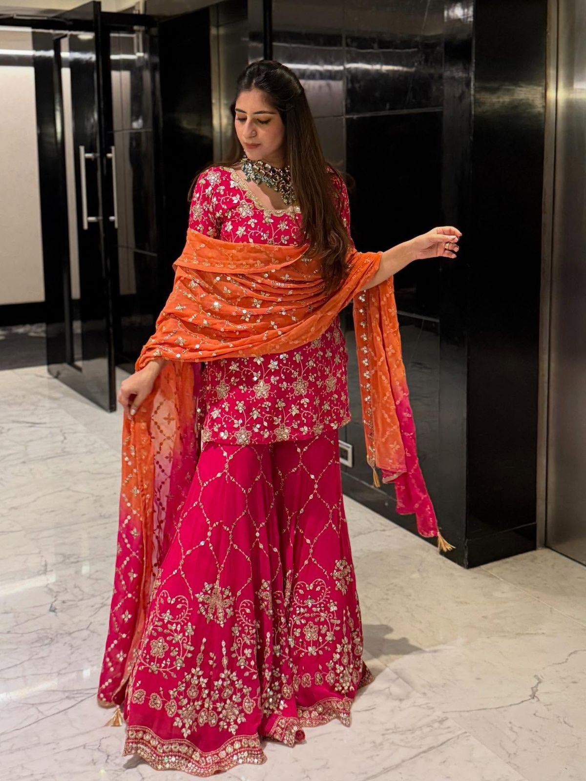 Pink Color Beautiful PArtywear Sharara Dress