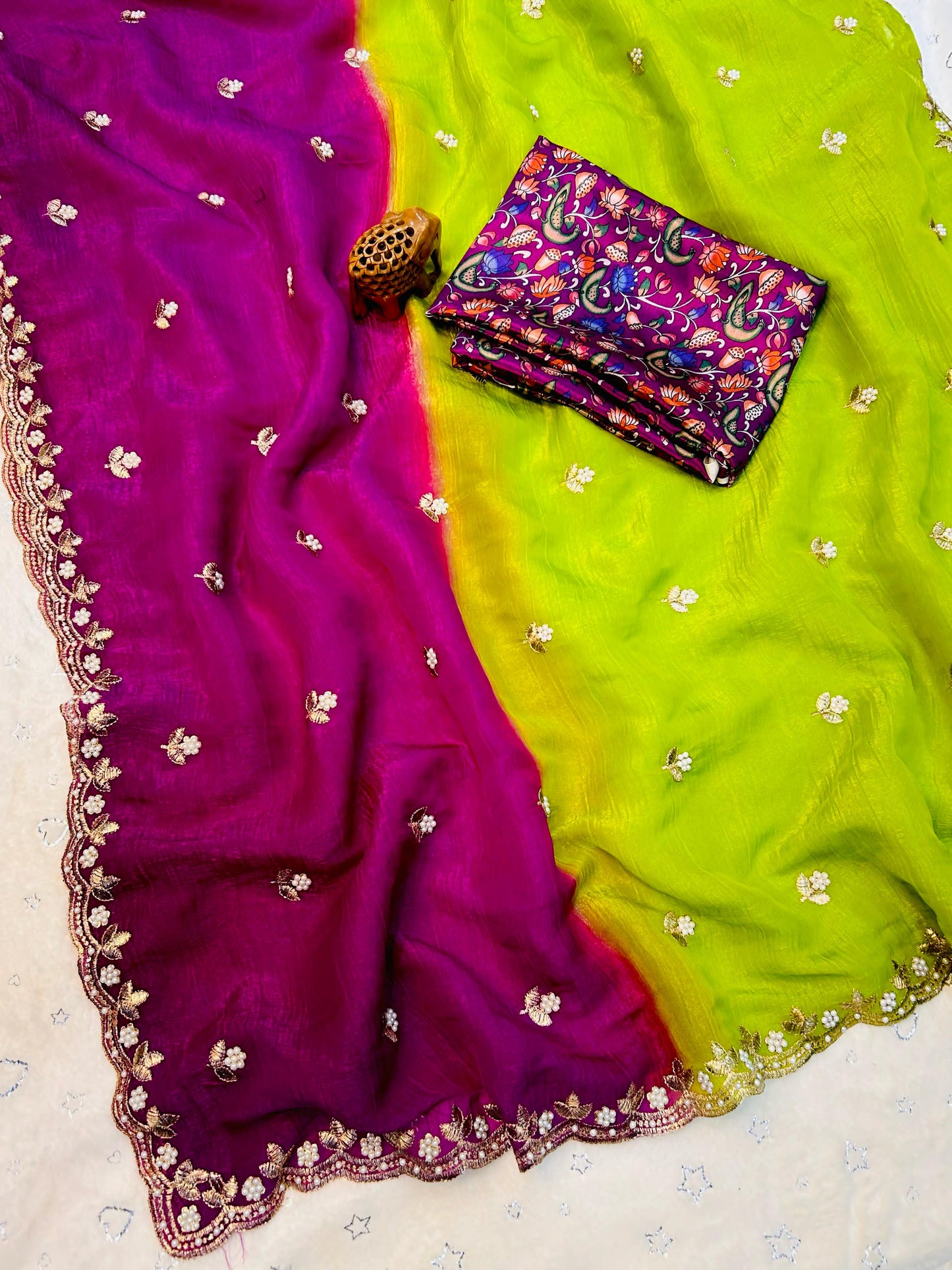 Beautiful Chiffon FAbric Saree for weeding wear