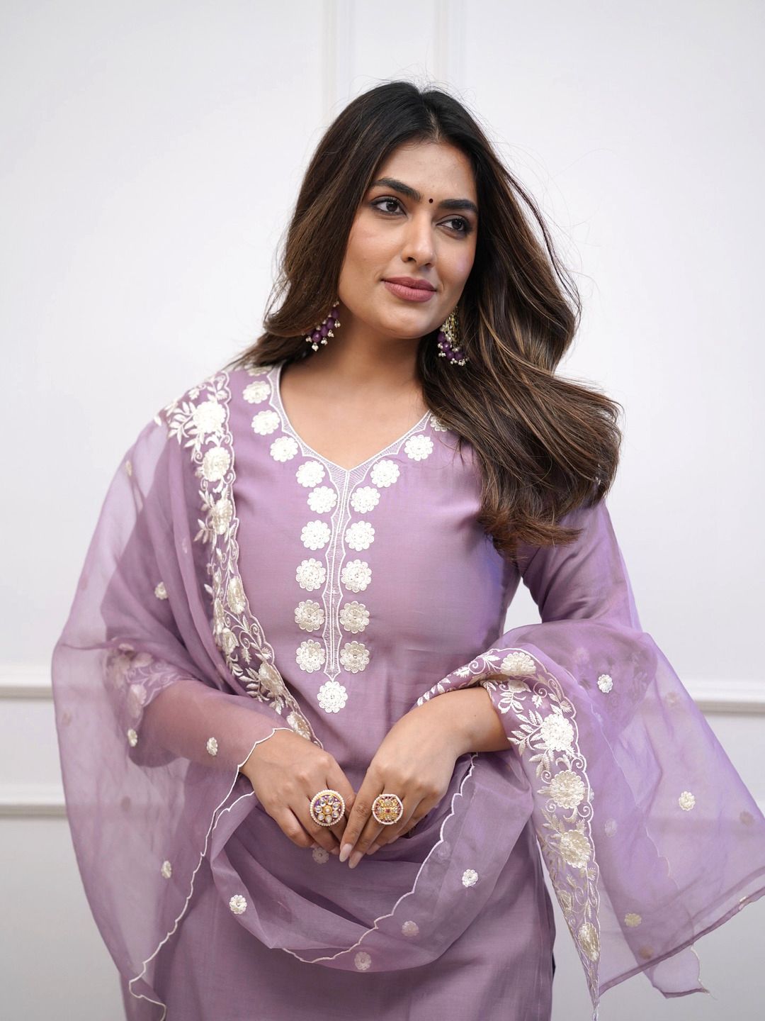 Purple Color Beautiful Dress in Silk Fabric