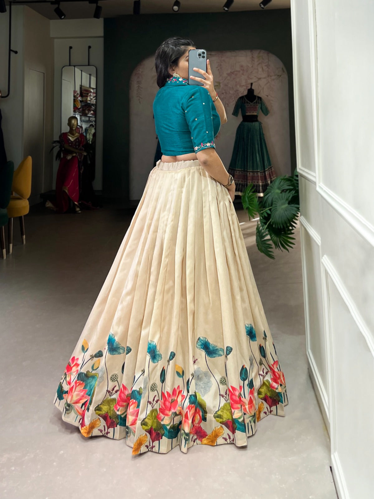 Lehenga Choli in Tussar Silk Fabric