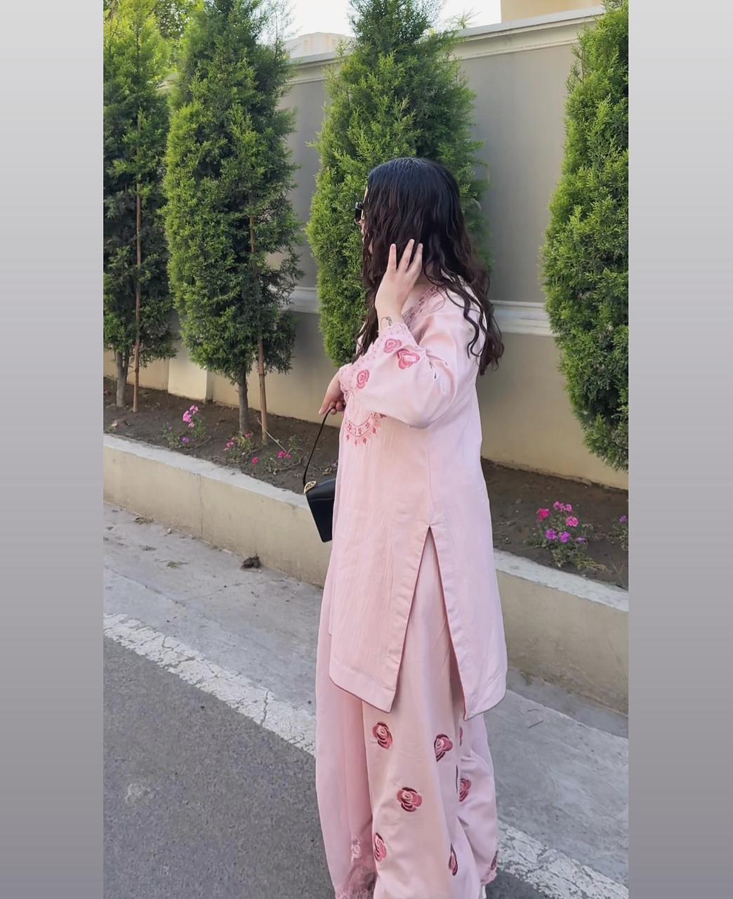 Party Wear Look Pure Natural Crepe Top & Farshi Palazzo With Dupatta Set
