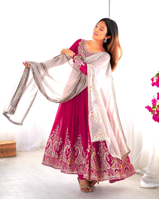 Designer Party Wear Look Gown-Dupatta in Heavy Multy Thread Embroidery Sequence Work