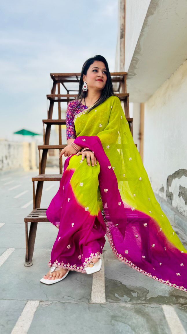 Beautiful Chiffon FAbric Saree for weeding wear