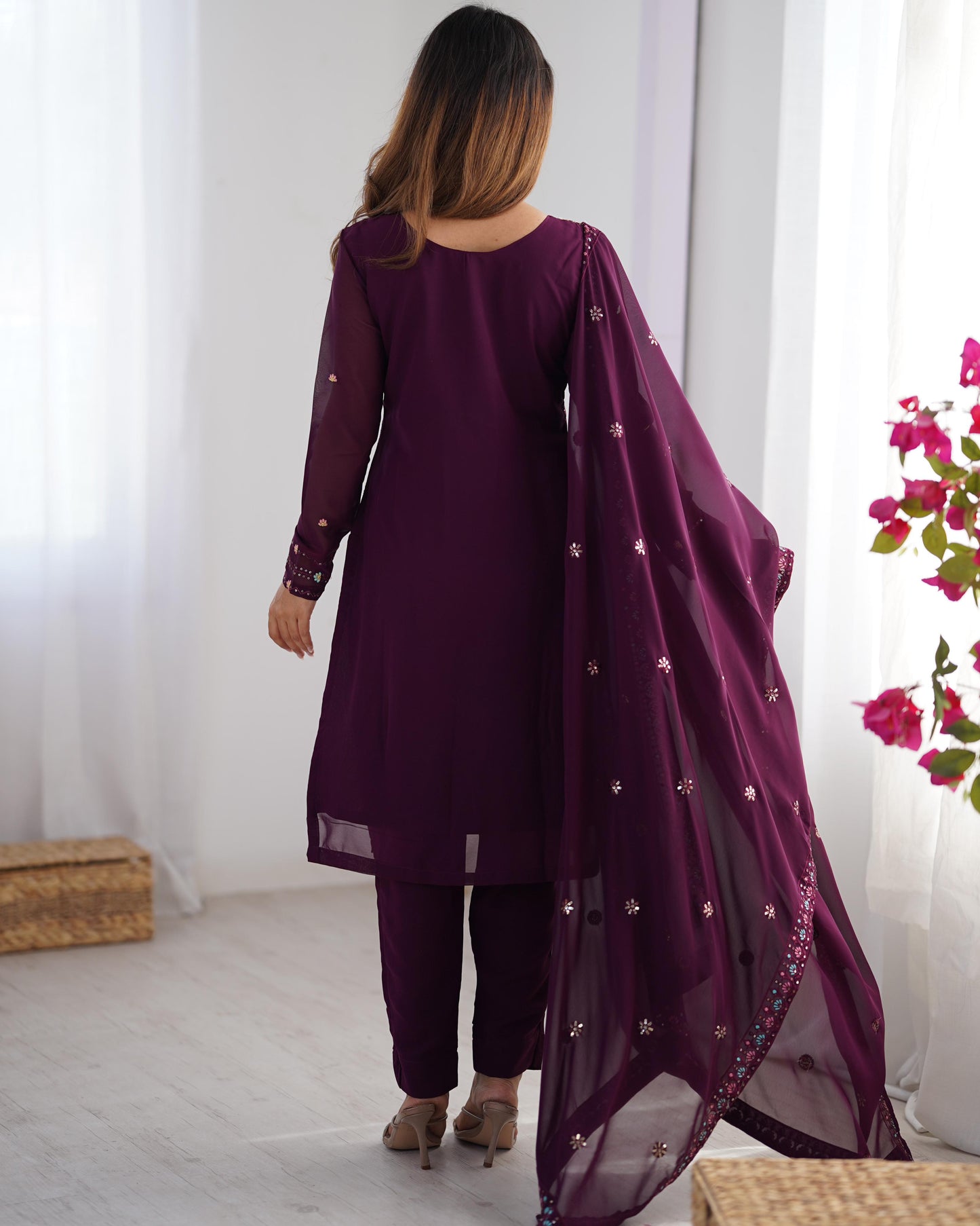 Purple Color Partywear Dress in Georgette FAbric