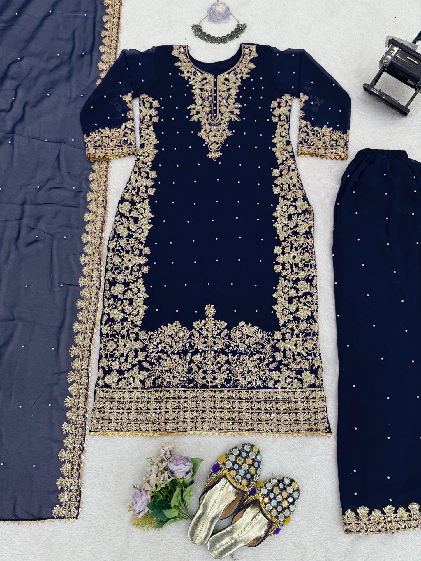 Blue Color Beautiful Georgette FAbric Plazo Dress