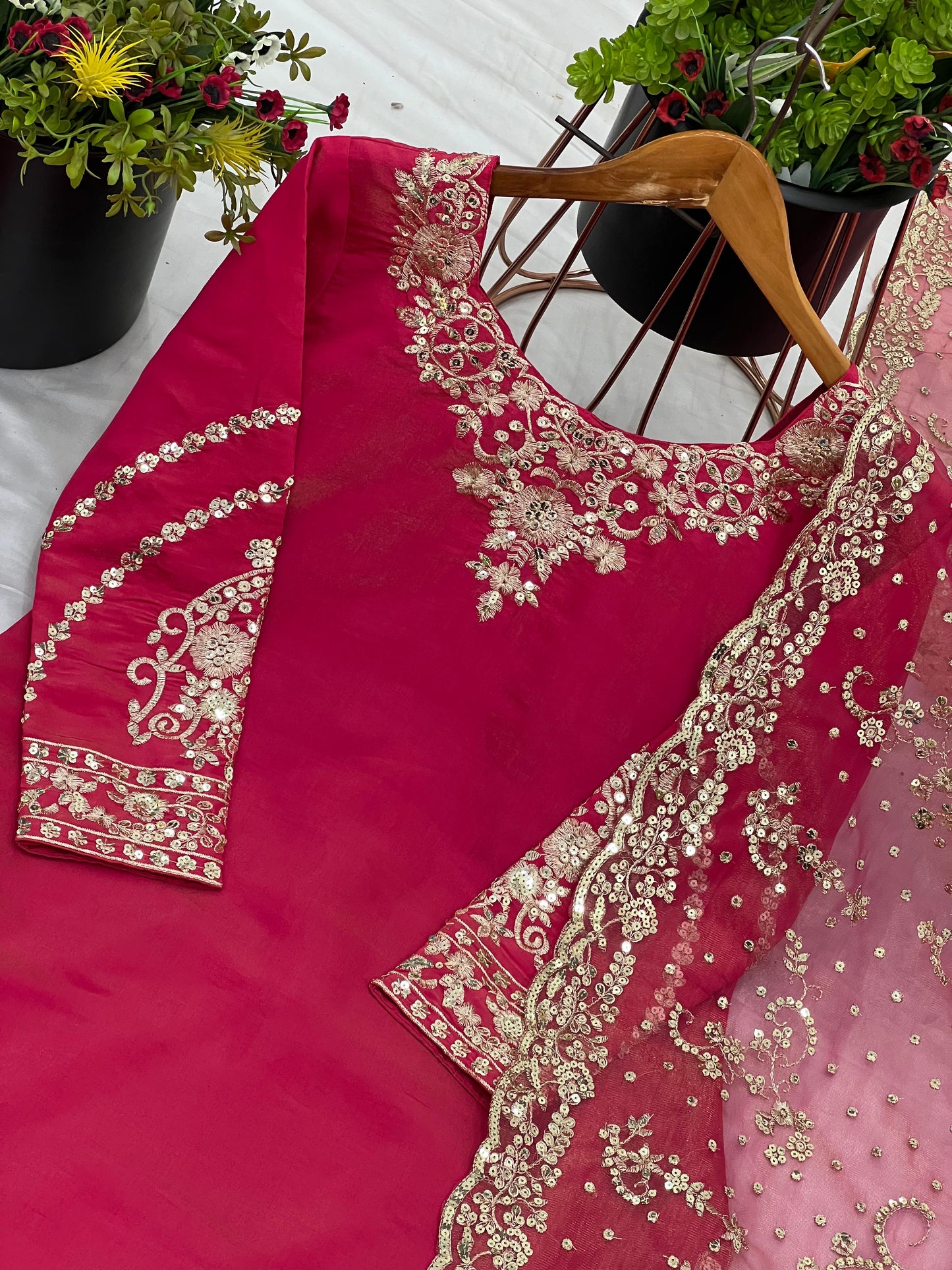 Pink Color Beautiful Georgette Plazo Dress