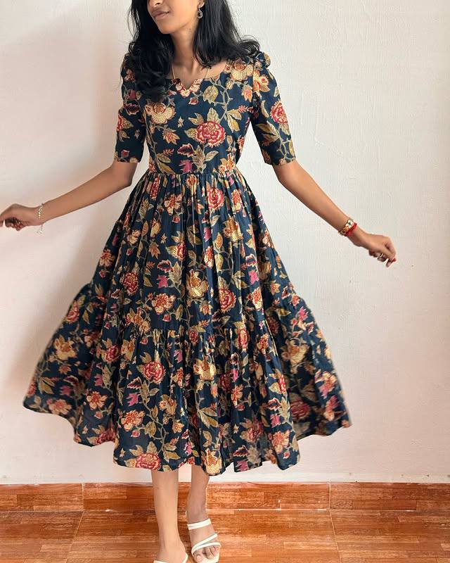 Cotton Wear Kurti Gown For Summer Wear in blue color