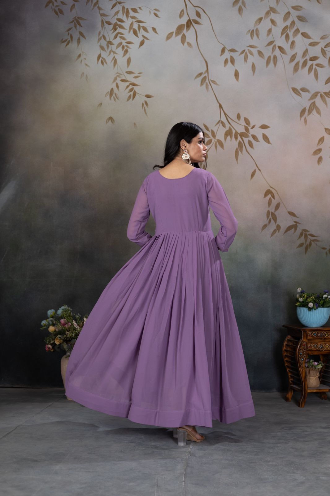 Zari-Thread & Sequins Embroidery gown Made For Desirable Women's Who Deserve It in purple color