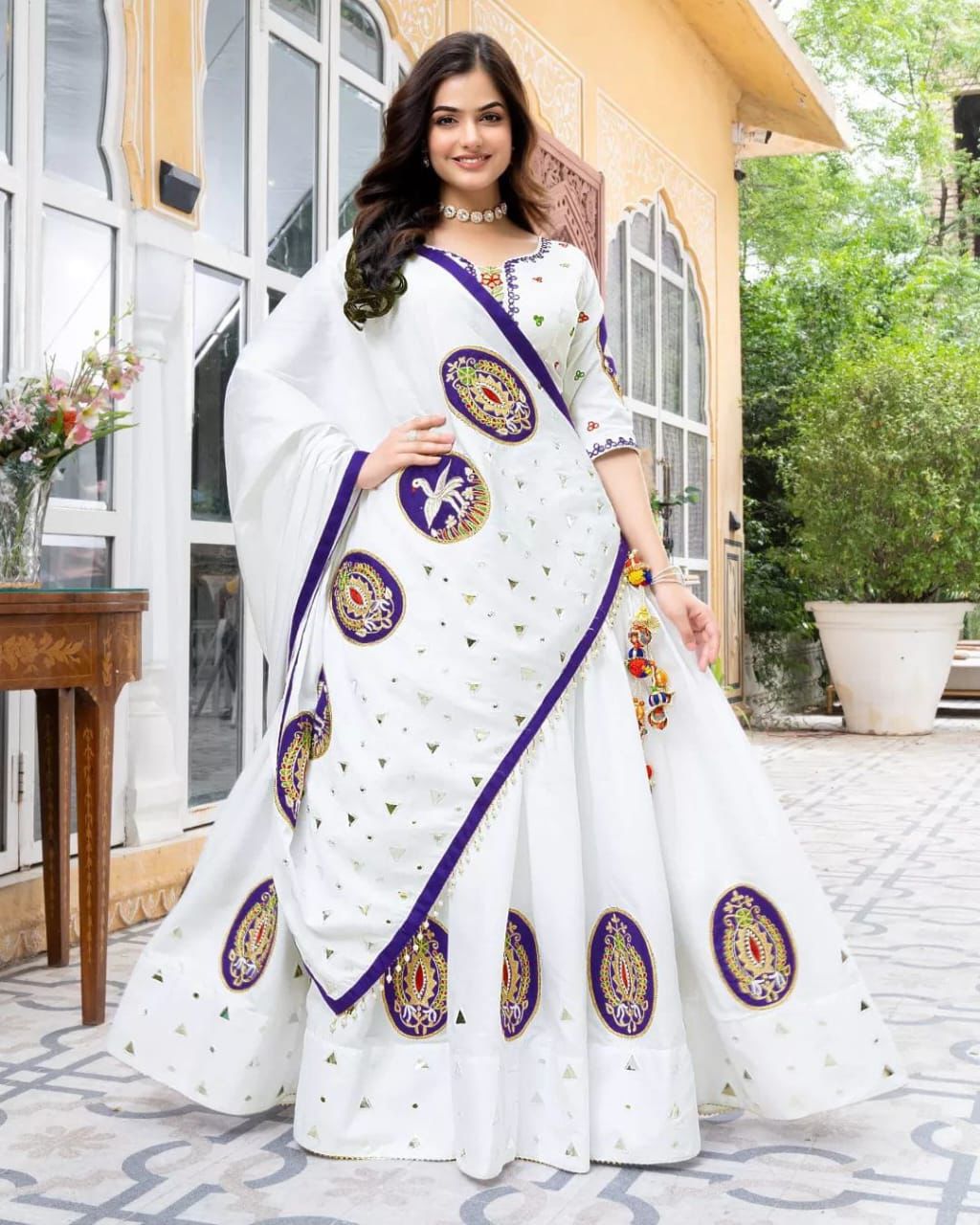 White Color Beautiful NAvratri Wear Lehenga Choli