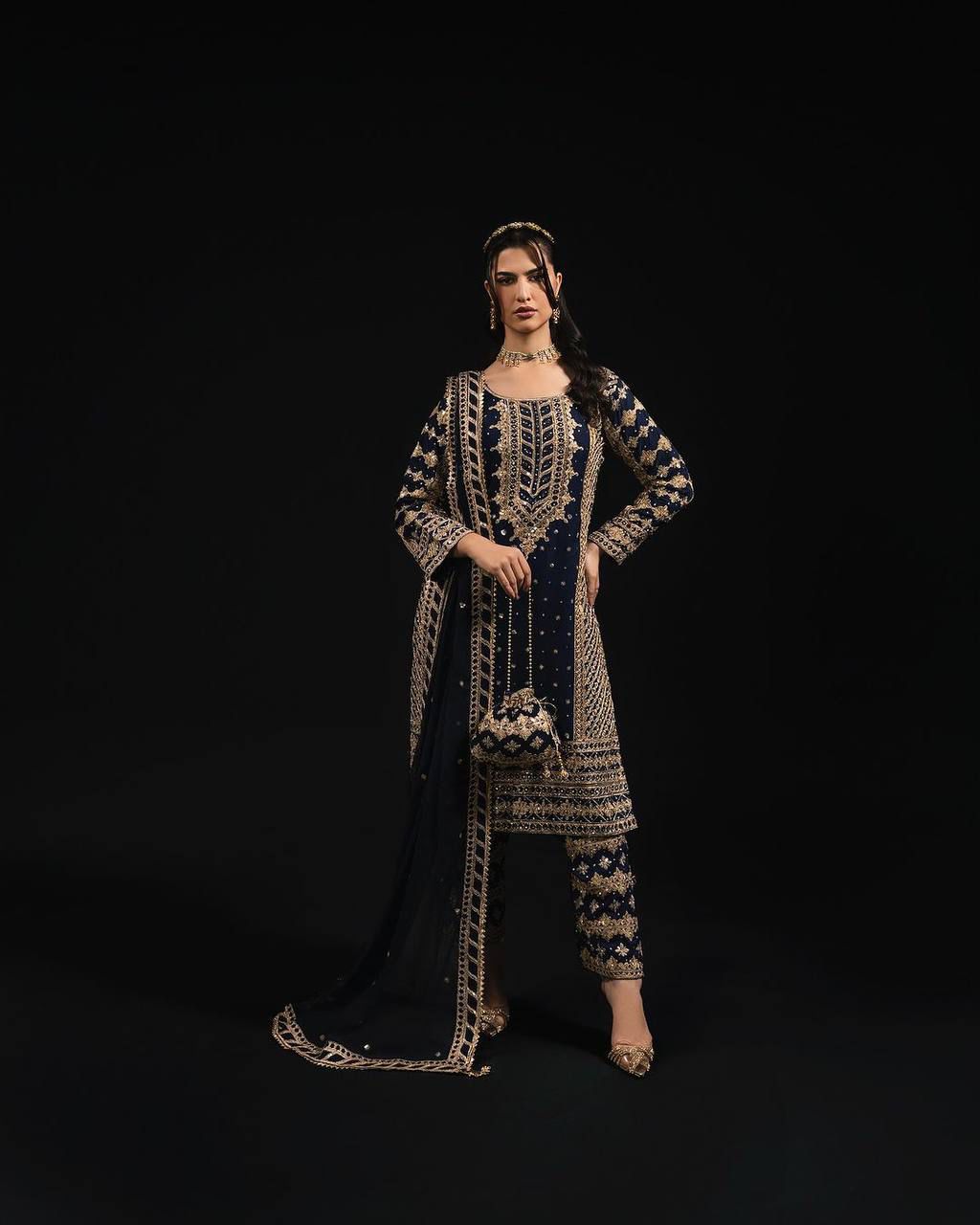 Blue Color Beautiful PArtywear Dress in Georgette Fabric