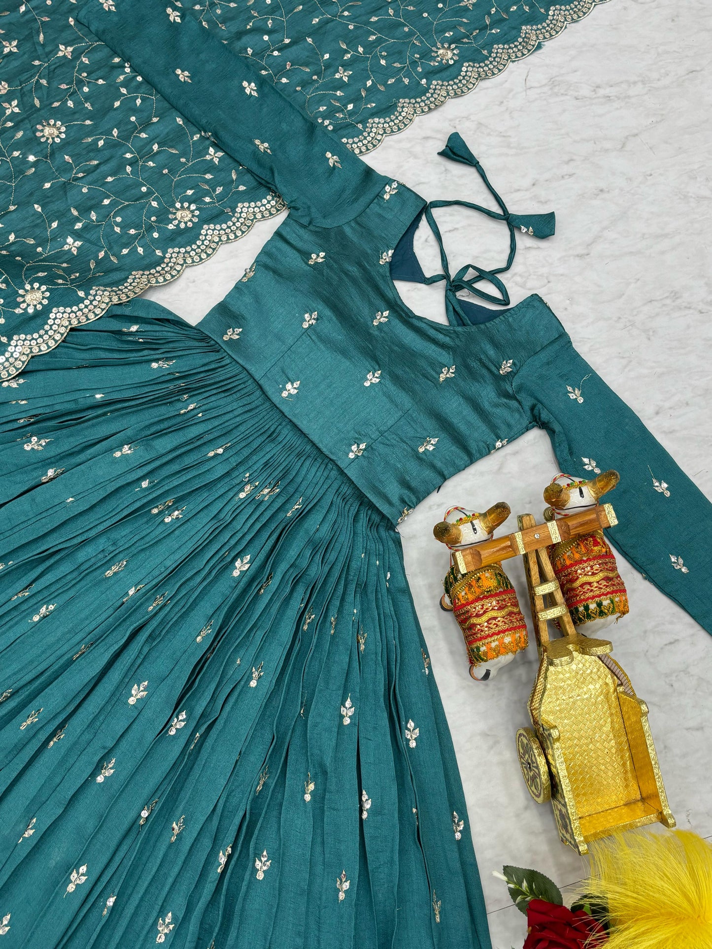 Morpitch Color Beautiful Partywear Gown in Vichitra Silk