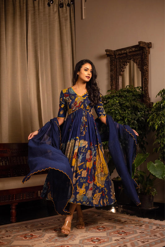 Summer Wear Gown with dupatta in chinon Fabric