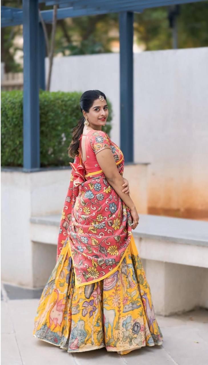 Kalamkari Lehenga Choli in cotton fabric