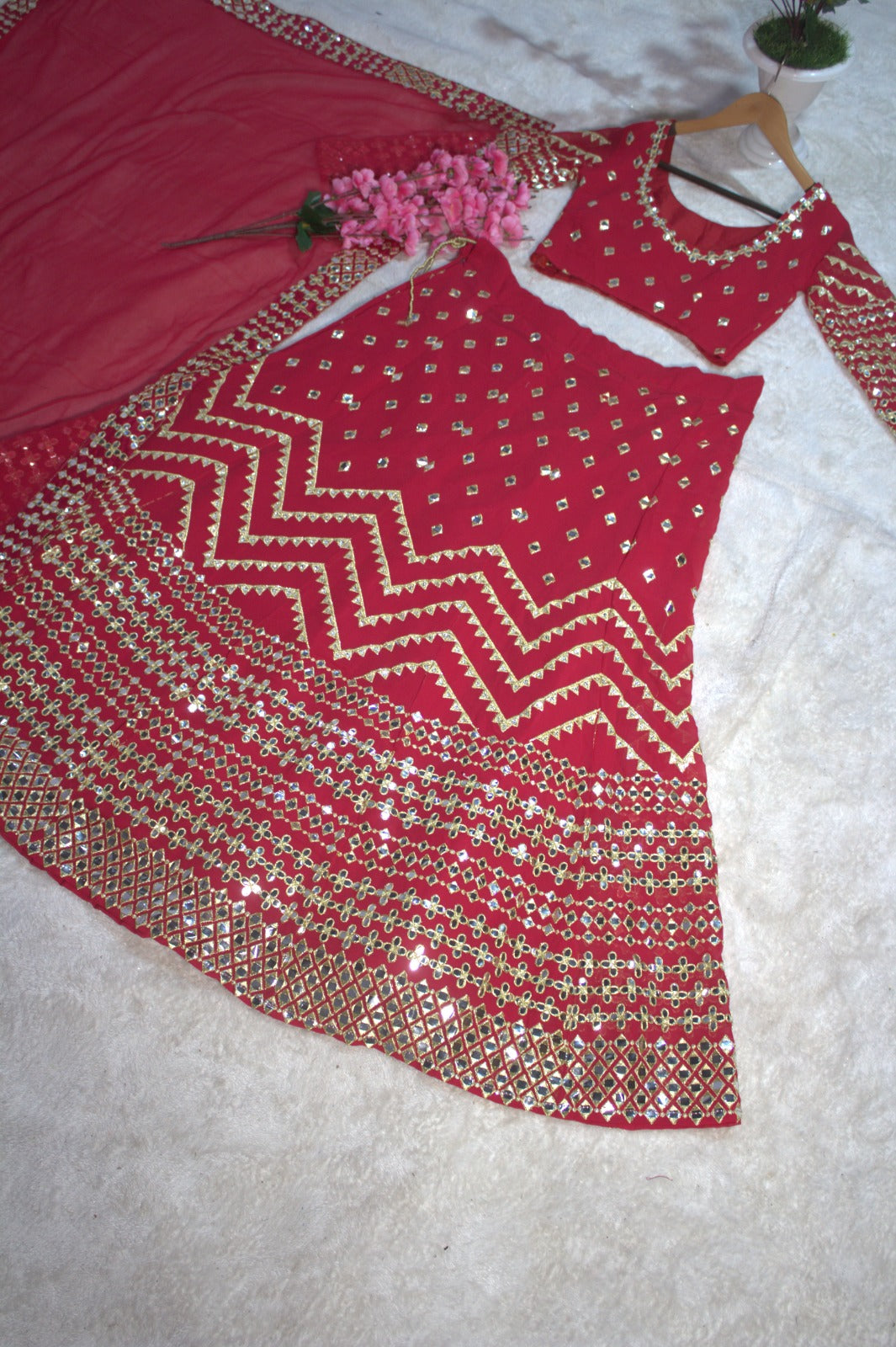 Red Color Beautiful Lehenga Choli in Georgette Fabric