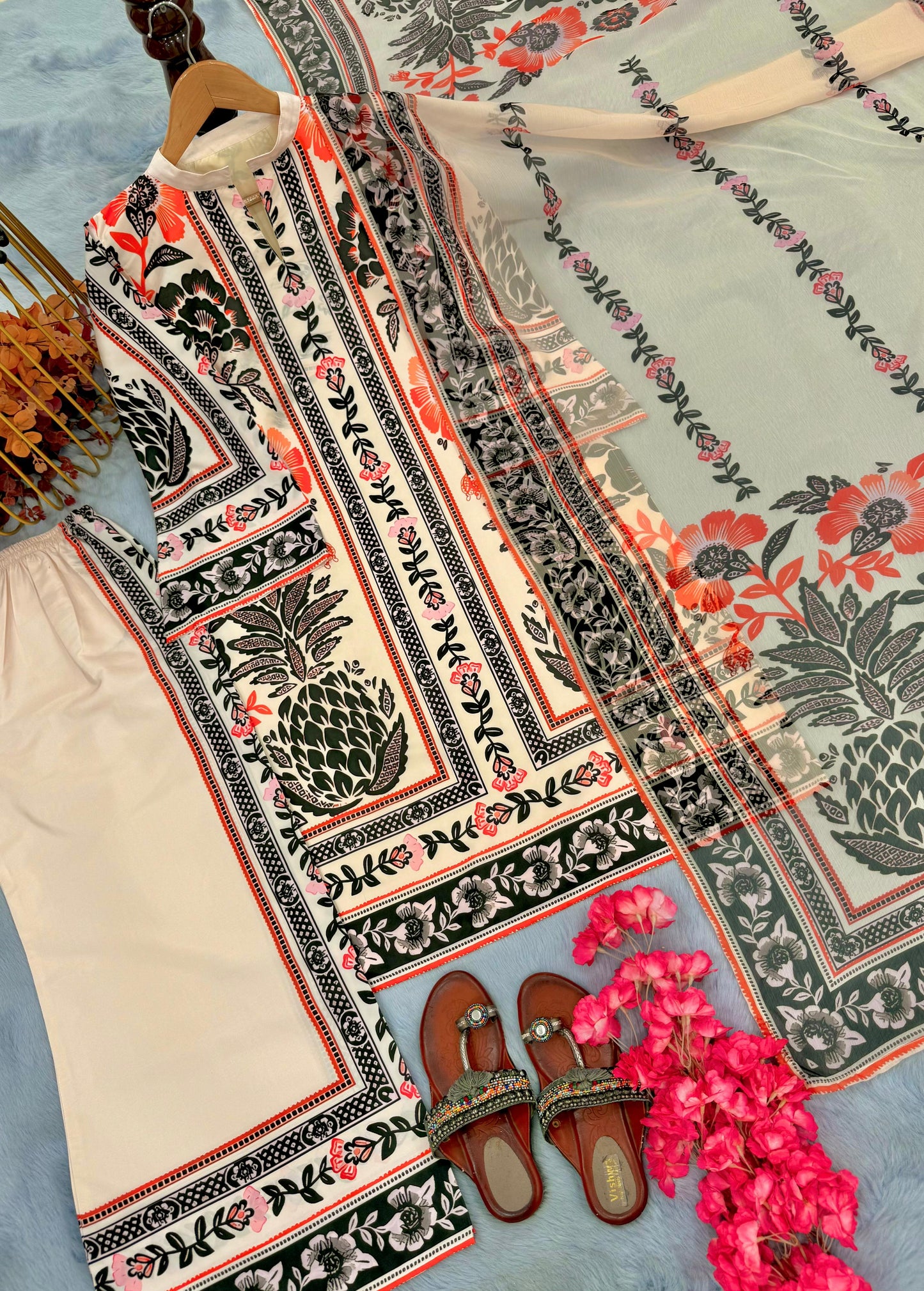Party Wear Look Pur American Crape Top With Plazzo With Dupatta Set