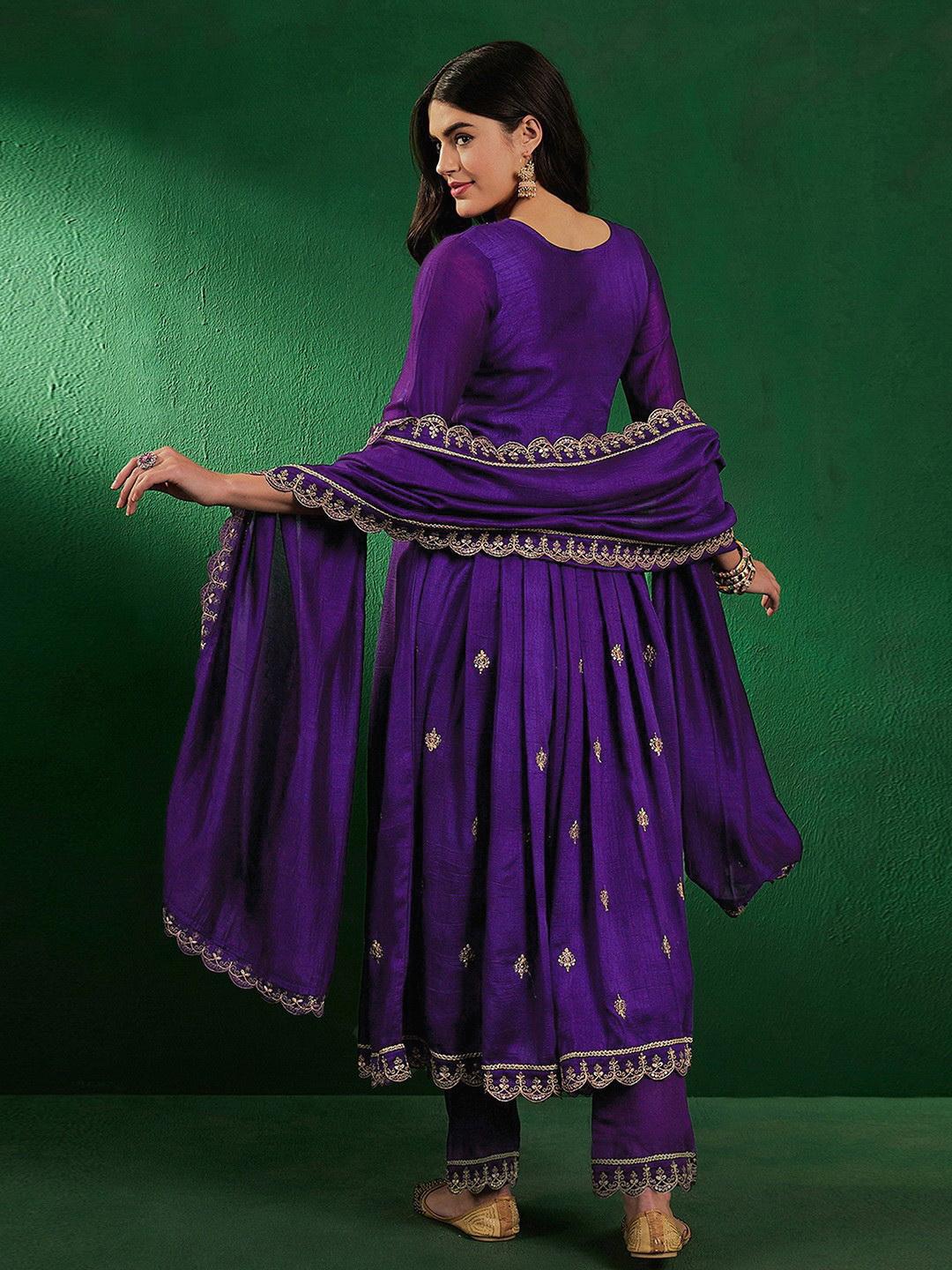 Blue color Beautiful Silk Gown with embroidery work