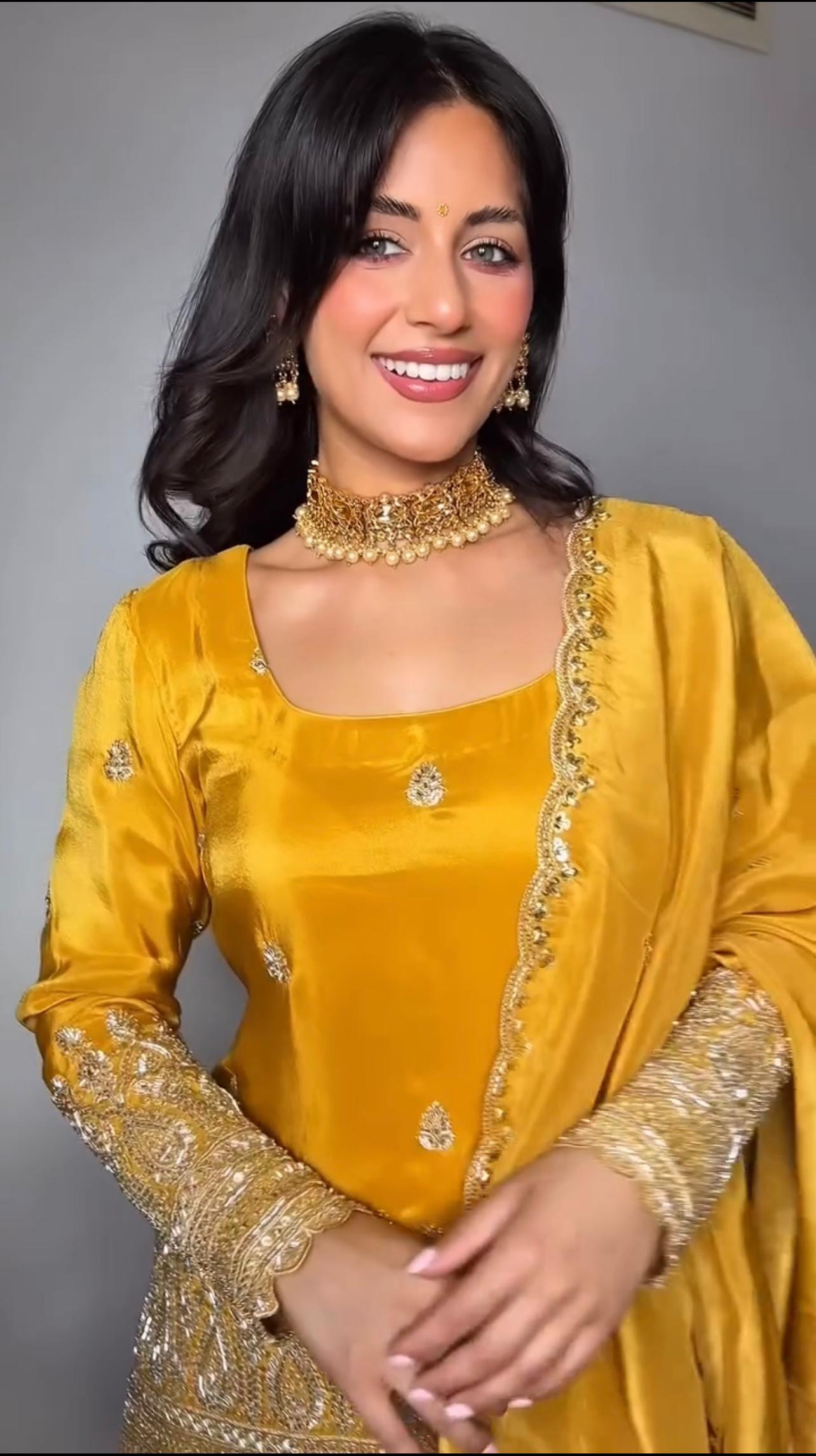 Yellow Color Beautiful Partywear Dress for haldi