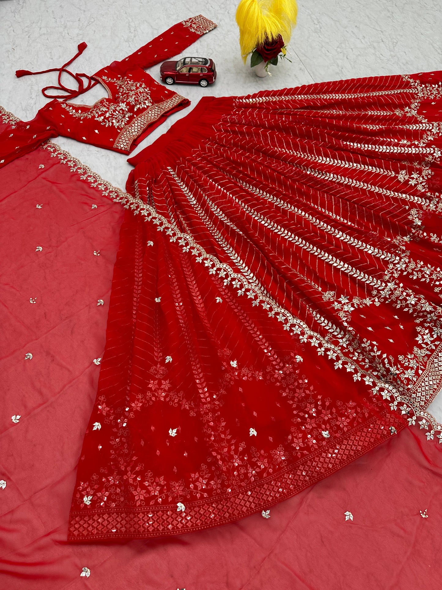 Launching Embroidered Lehenga Choli in red color