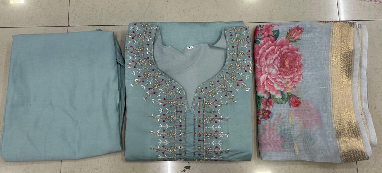 Summer Wear Dress in Roman Silk Fabric