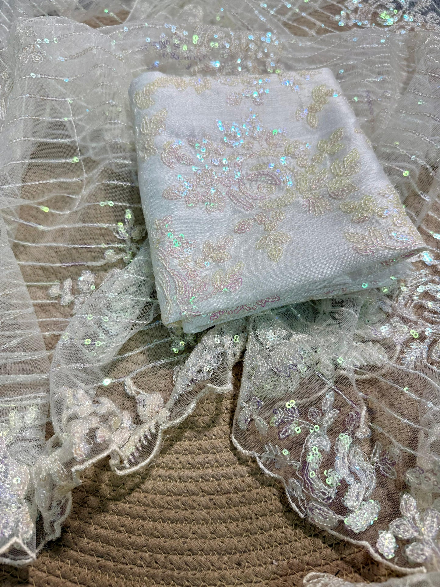 Beautiful Partywear Saree with Thread & Sequin Work All Over