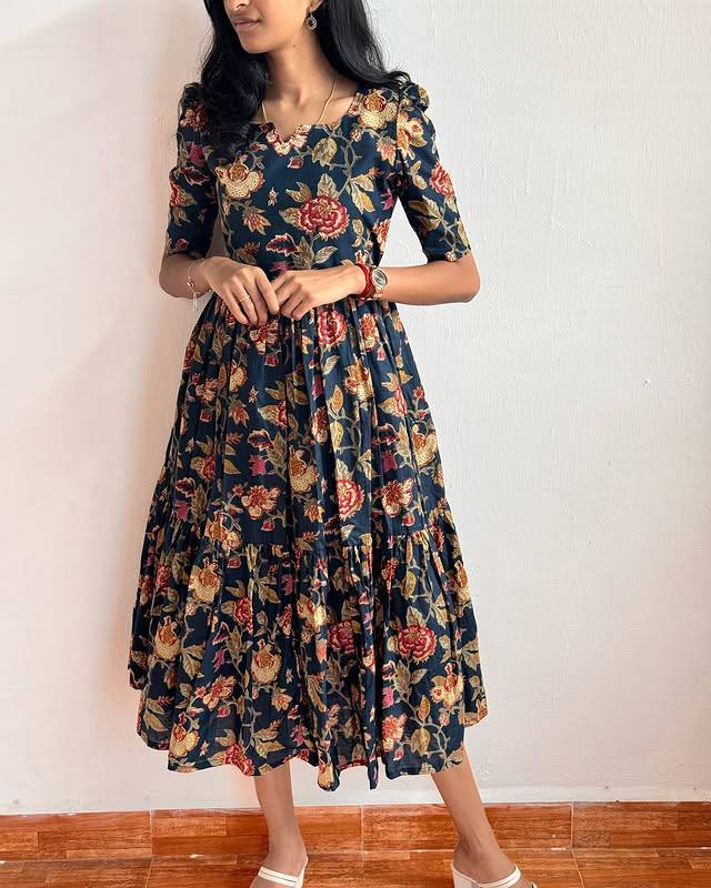 Cotton Wear Kurti Gown For Summer Wear in blue color