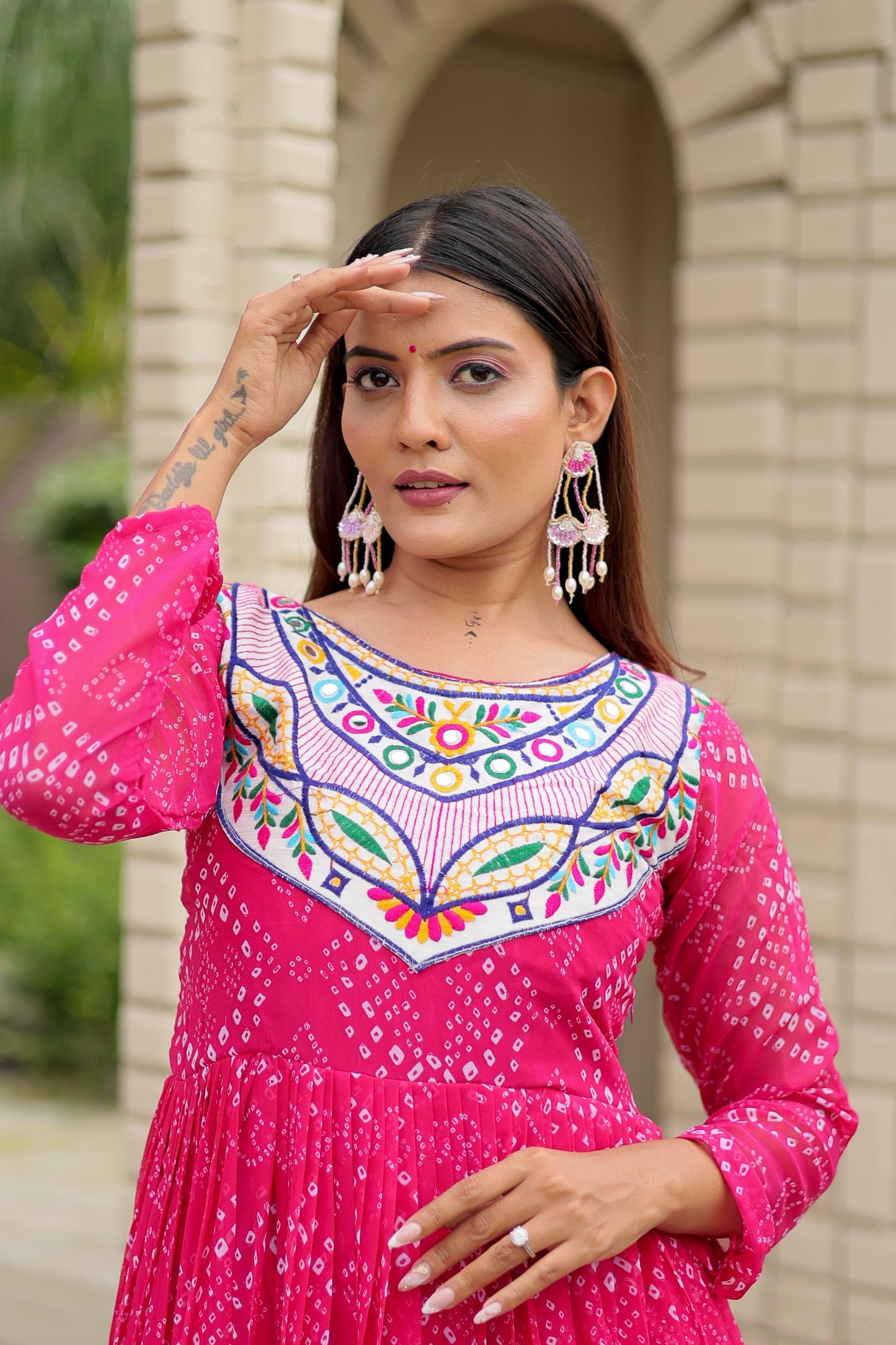 Pink Color Beautiful Georgette Fabric navratri Gown