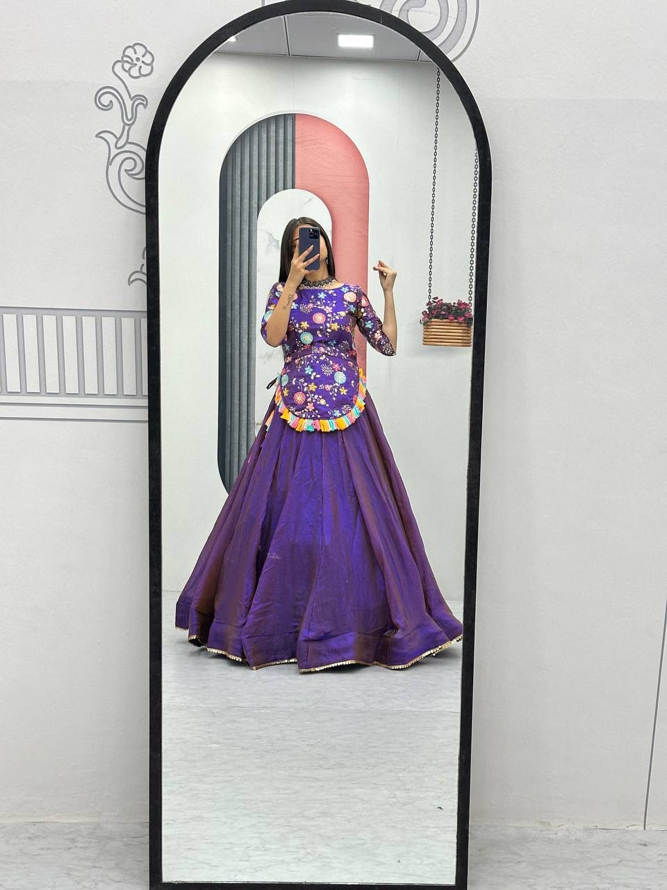 purple Color Beautiful Partywear Lehenga Choli in Fency Silk fabric